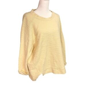 Anthro Pullover Sweatshirt Crew Neck Ivory Pale Yellow Ivory Size M